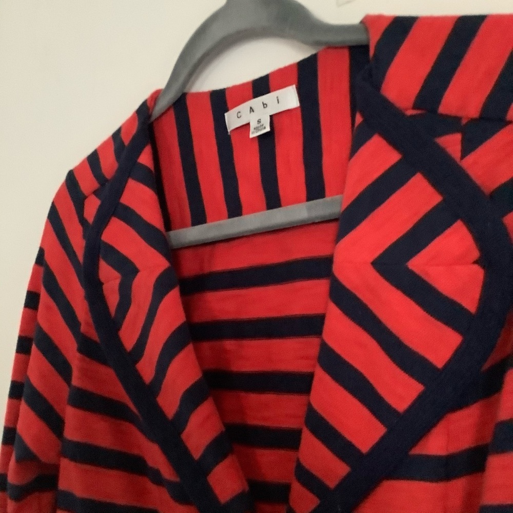 CAbi Au Revoir Nautical Striped Topper Blazer Size Small #224… - Picture 3 of 8